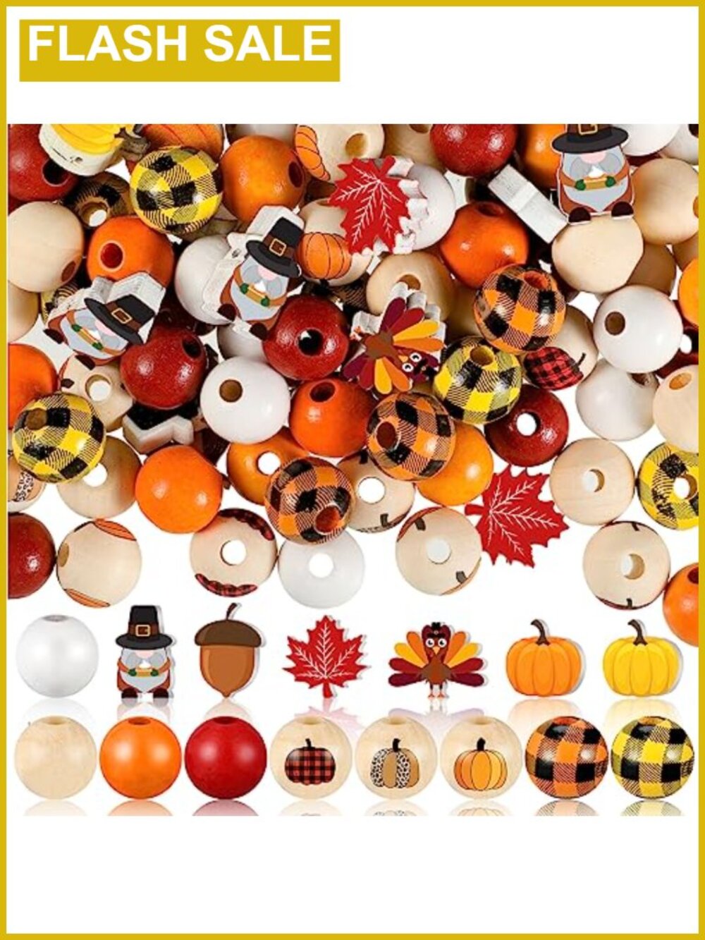 200 Wood Beads Fall Thanksgiving Craft Jewelry Making DIY Garland